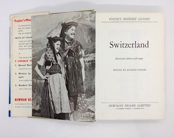 Switzerland book with maps, Fodor's Modern Guides Switzerland guidebook 1954 vintage 1st edition book 1950s Swiss travel book gift #1976