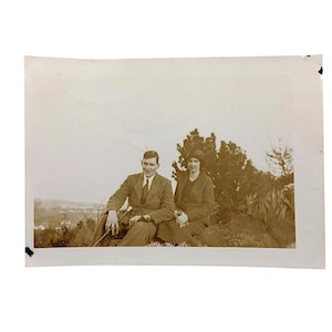Antique couple photo from Ireland 1920s sepia photo original black white Irish vernacular photo man & woman rare lovers found photo gift