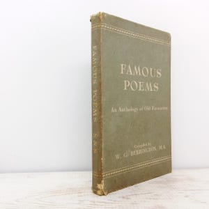 Célèbres poèmes : une anthologie des poèmes préférés en vers anglais compilée par W G Bebbington cadeau romantique livre de poésie anglaise vintage