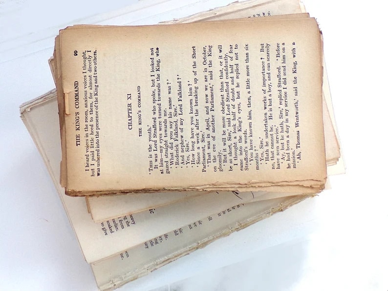 Aged book pages old book pages naturally aged paper craft gift antique book paper craft supplies scrapbooking paper ephemera recycled pages