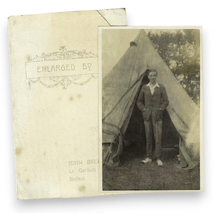 Vintage RPPC Belfast - John Bell Photographer - Scout/Camping Bell Tent - 1905 Unused Postcard in case
