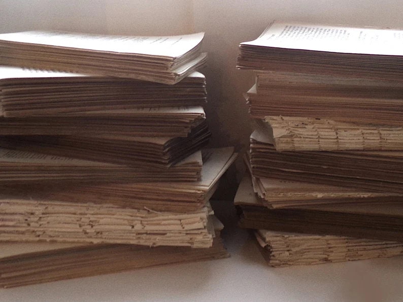 Aged book pages old book pages naturally aged paper craft gift antique book paper craft supplies scrapbooking paper ephemera recycled pages
