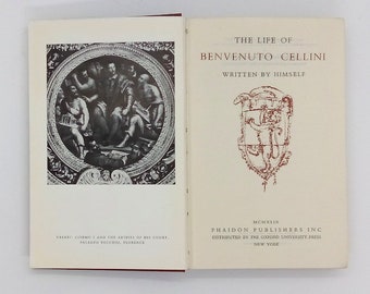 Vintage biography, The Life of Benvenuto Cellini 1949 antique biography book Italian Renaissance author and artist biography book gift #2106