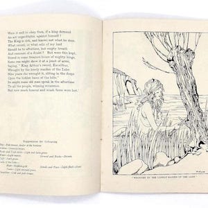 The Passing of Arthur by Alfred Tennyson 1928 children&#39;s colouring in book kid&#39;s Visual Literature book with knights castles medieval images