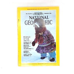 National Geographic magazine February 1983 People of Artic edition with double map supplement old travel magazine world geography magazine