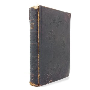 Antique 1846 Samuel Bagster Polyglott Bible – Tooled Leather, Genealogy Inscription, Victorian Maps