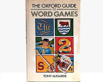 Word games book, The Oxford Guide to Word Games by Tony Augarde  vintage puzzle book illustrated anagrams Scrabble & tongue-twisters #1532