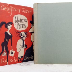 Modern Types de Geoffrey Gorer, libro de ficción satírica vintage de 1955 con caricaturas de dibujos animados de Ronald Searle, libro de regalo de primera edición