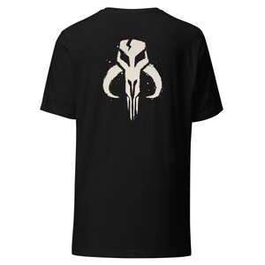 Mandalorian Mythosaur Skull T-Shirt, Aurebesh Star Wars Shirt, Minimalist Mandalorian Tee, Bounty Hunter Shirt, Sci Fi Graphic Tee