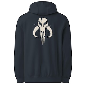 I Can Bring You In Warm or Cold Mythosaur Skull Hoodie, Aurebesh Sweatshirt, Mandalorian Inspired Streetwear, Sci-Fi Fan, Bone Ink Graphic
