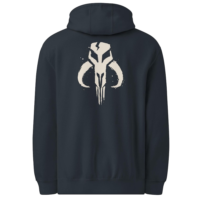 I Can Bring You In Warm or Cold Mythosaur Skull Hoodie, Aurebesh Sweatshirt, Mandalorian Inspired Streetwear, Sci-Fi Fan, Bone Ink Graphic