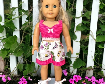 Top & Shorts set, doll clothes, doll dress, 18 inch doll clothes, American Girl doll, our generation doll