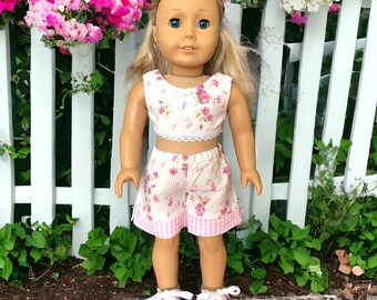 Top & Shorts set, doll clothes, doll dress, 18 inch doll clothes, American Girl doll, our generation doll