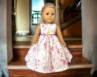 Pink Flowers Summer Doll Dress,18 inch doll clothes, Doll Clothes for 18 inch American Girl Doll18 inch doll clothes