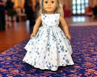 blue flowers summer doll dress,18 inch doll clothes, Doll Clothes for 18 inch American Girl Doll18 inch doll clothes