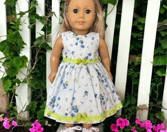 blue flowers summer doll dress,18 inch doll clothes, Doll Clothes for 18 inch American Girl Doll 18 inch doll clothes