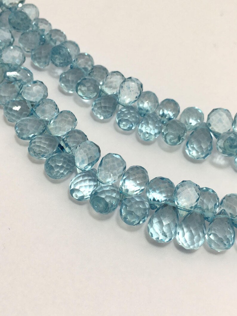Sky Blue Quartz Faceted Drops 5x7mm to 6x9mm 8 Inches Loose Etsy