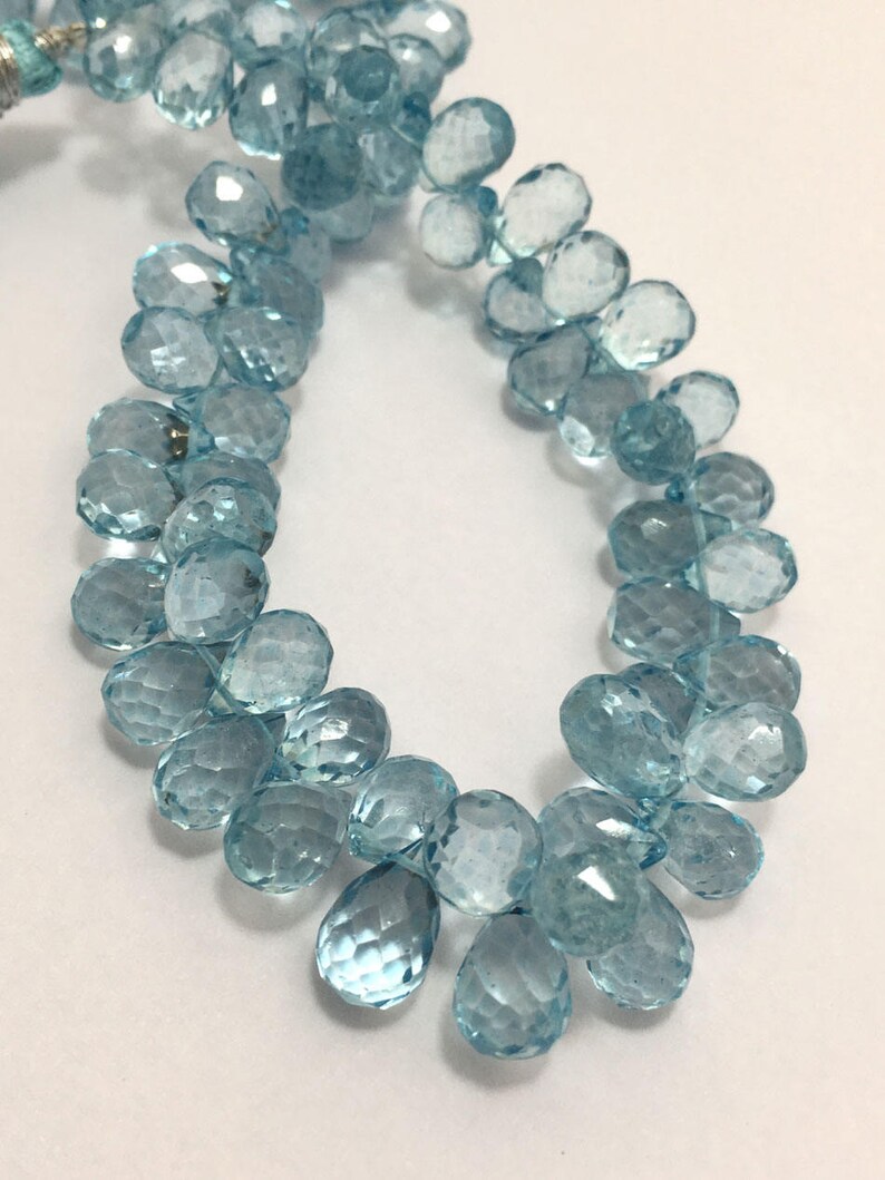 Sky Blue Quartz Faceted Drops 5x7mm to 6x9mm 8 Inches Loose Etsy