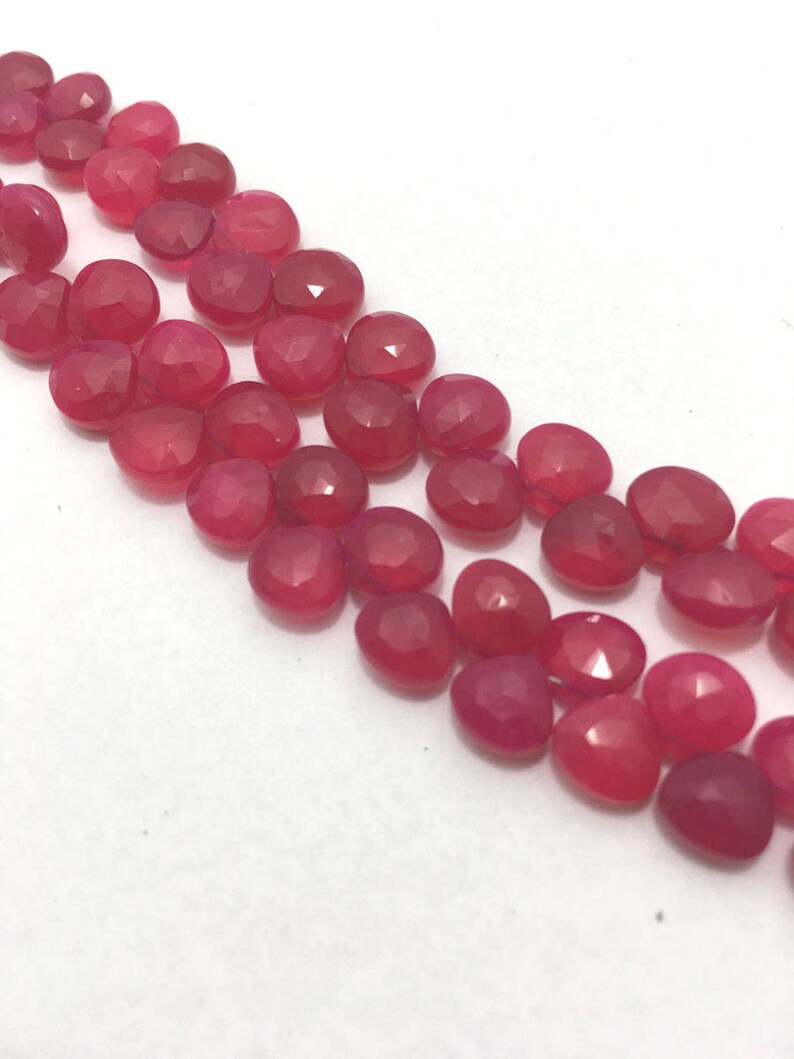 8 Inches 6mm to 8mm Gemstone Beads Pink Beads Pink Chalcydony AAA Quality Faceted Hearts Beads Semiprecious Beads,