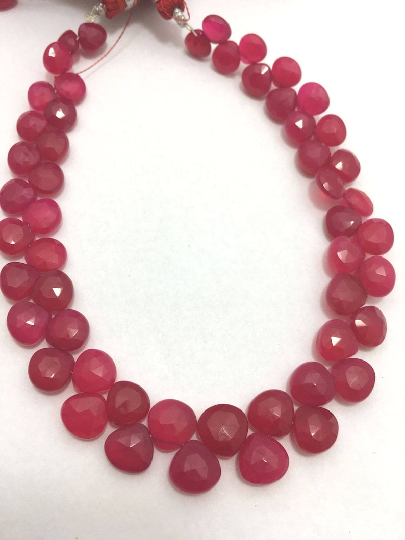 8 Inches 6mm to 8mm Gemstone Beads Pink Beads Pink Chalcydony AAA Quality Faceted Hearts Beads Semiprecious Beads,