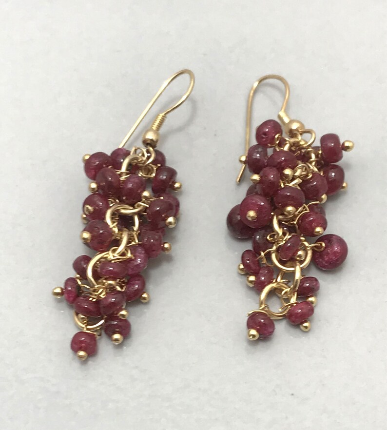 Ruby Dyed Round Grapes Beads Earrings Red Beads Brass Hook Etsy