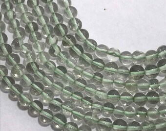 Natural Green Amethyst Plain Round Beads, 4mm to 4.5mm, 13 inches, Green Beads, Gemstone Beads, Semiprecious Stone Beads