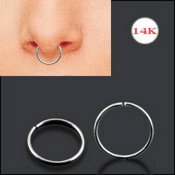 14K White Gold Nose Hoop/Ring 8mm Etsy