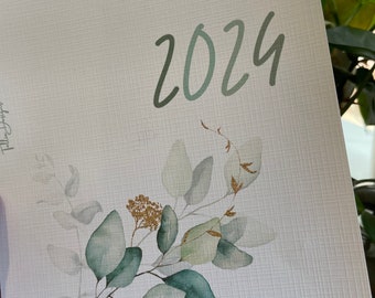 2024 Calendar Planner Inserts | Eucalyptus Gold Design | A5 refill Inserts | 6 Ring Planner