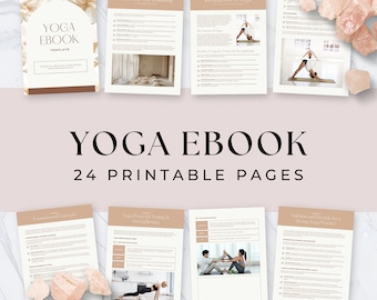 Yoga Ebook Template, 24 Page Yoga Workbook (Digital Download)
