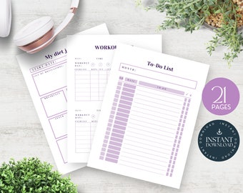 21-Page Weight Loss Tracker, Workout Planner (Instant Download PDF)