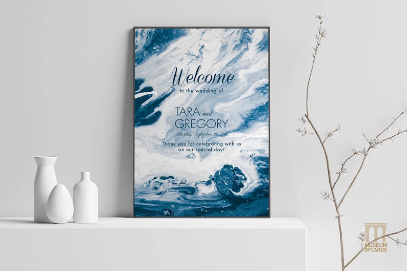 Blue Wedding Max 40% OFF Welcome Sign Printable Gorgeous Template. and Downloadable B