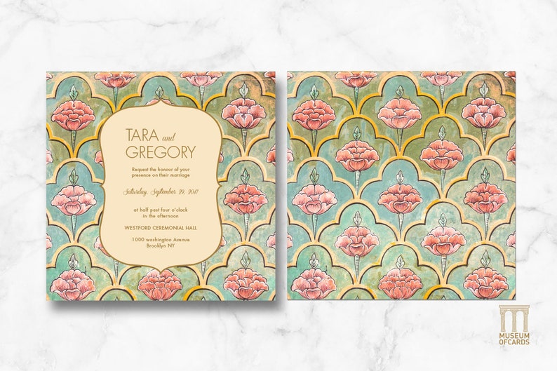 Luxury Classy Minimal Rustic Jaipur HawaMahal Art I Ready for Print Printable Wedding Invitation PDF Template Suite or Downloadable Kit