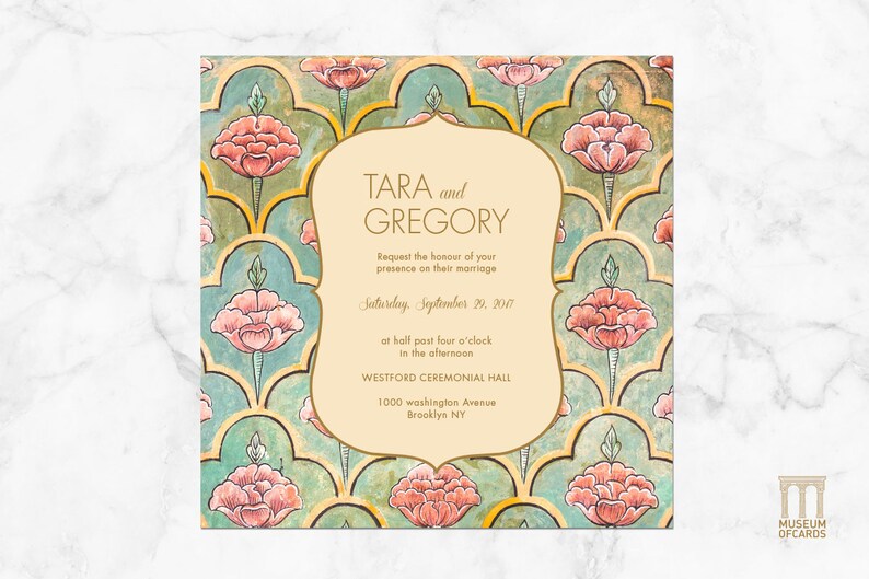 Luxury Classy Minimal Rustic Jaipur HawaMahal Art I Ready for Print Printable Wedding Invitation PDF Template Suite or Downloadable Kit