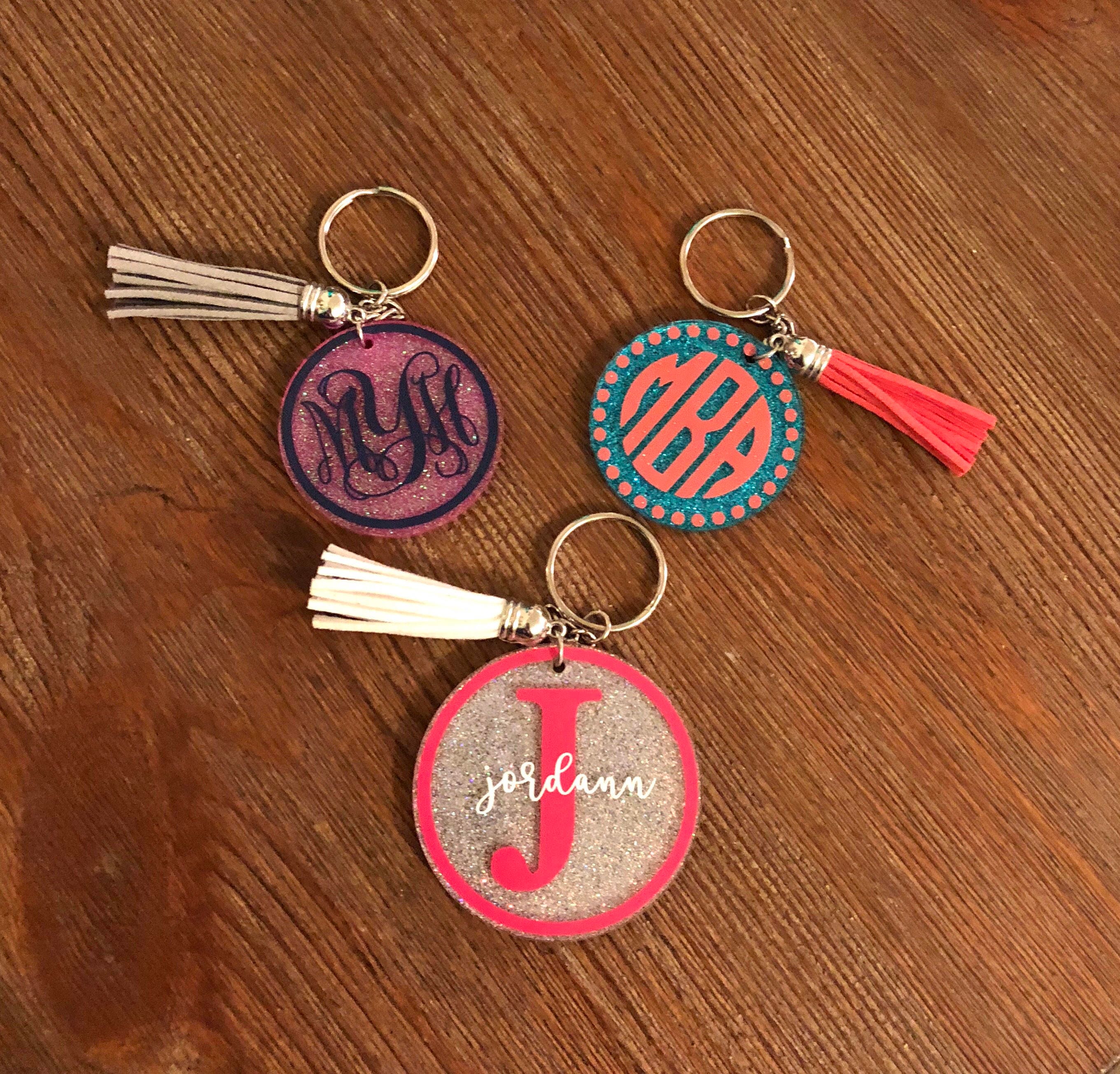 Monogram Keychain/glitter Keychain/monogram 