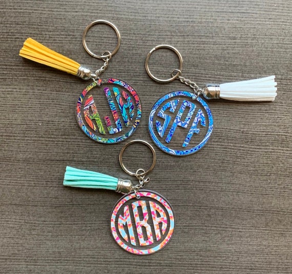 Etsy monogram best sale keychain