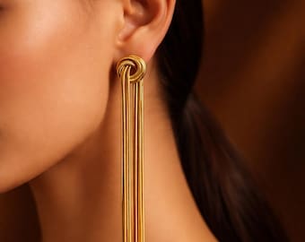 Gold  or Silver Snake Chain Tassel Earrings: Boho Fringe Fashion