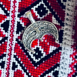 Silver Lunar Amulet |Lunula Pendant | Moon Talisman 925 Sterling Silver |Handcrafted Slavic Amulet | Unique Jewelry for Cultural Enthusiasts