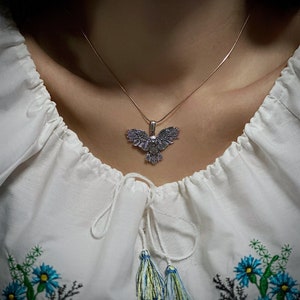 Women&#39;s Silver &quot;Owl&quot; Pendant | Blackened Silver Owl Necklace | Handmade Jewelry Gift | Sterling Silver Owl Charm | Unique Animal Jewelry