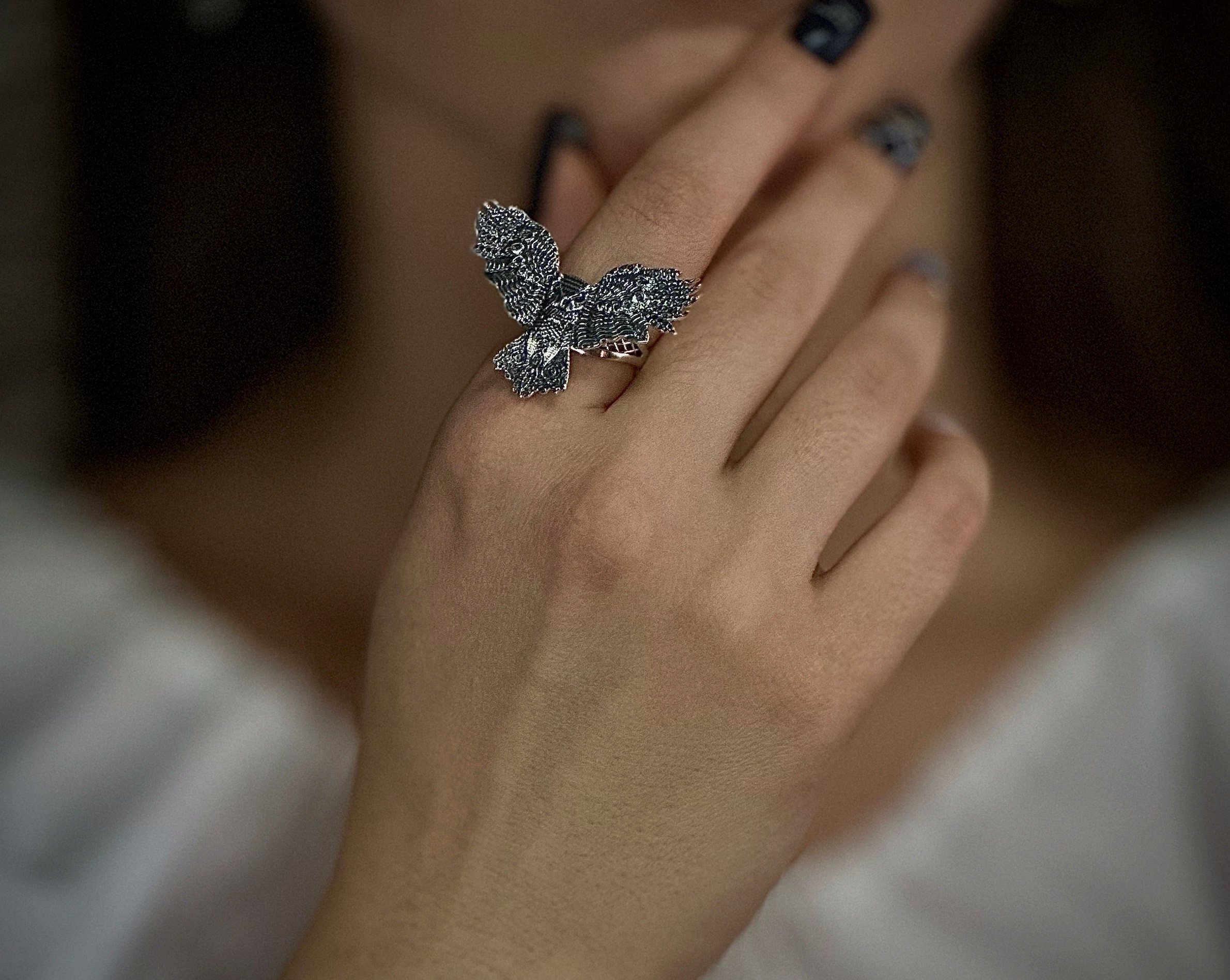 Women's Silver "Owl" Ring | Blackened Silver Owl Jewelry | Handmade Jewelry Gift | Ste