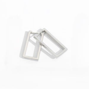 Aros rectangulares de plata de ley: joyería geométrica minimalista