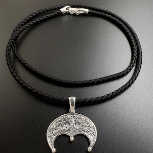 Silver Lunar Amulet,Lunnitsa Necklace,Lunula Pendant,Moon Talisman,925 Sterling Silver,Handcrafted Slavic Amulet ,Unique Jewelry