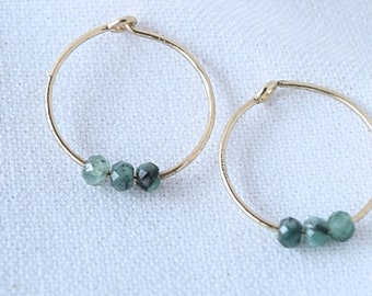 Gemstone Birthstone Hoop Earrings Gold - STORIES Edition