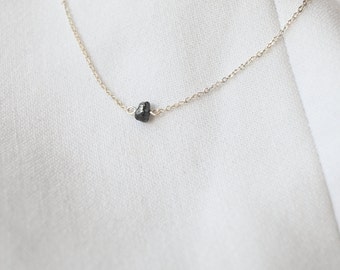 FLYING DIAMONDS dainty chain with raw diamond sterling silver