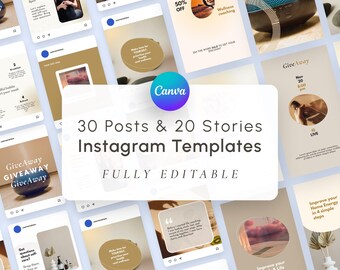 Holistic Wellness Instagram Post Templates, Health, Wellness, Life Coach Social Media Content, Editable Wellness Yoga Posts Self Care IG
