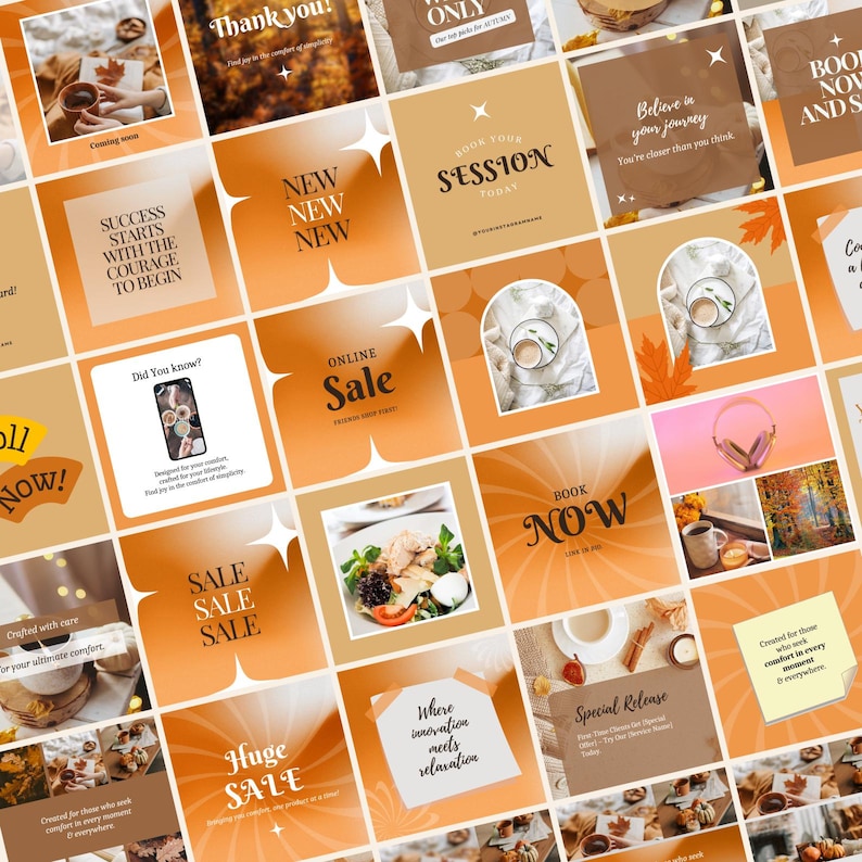 Autumn Instagram Templates, Fall Post Templates Canva, Autumn Social ...