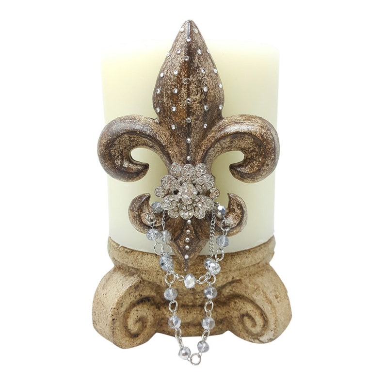 Jeweled Candle Pin Fleur De Lis Decor Candle Accessory Etsy