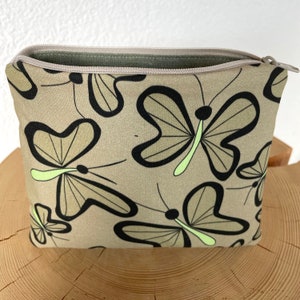 Estuche, cosido a mano, neceser, neceser de maquillaje, billetera, mariposa