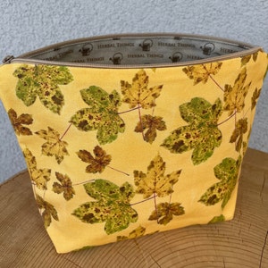 Trousse de toilette, trousse de toilette, trousse de maquillage, botanique, érable sycomore, cousue à la main, Alpes suisses, Oberland bernois