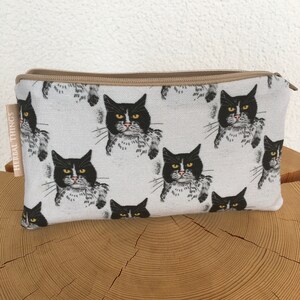 Étui, petit sac, trousse à maquillage, étui à lunettes, chat, cousu main
