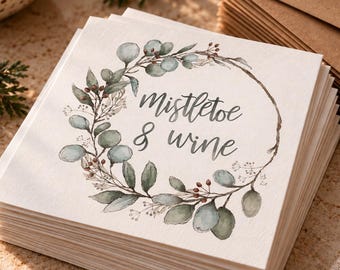 Mistletoe & Wine Christmas Card Pack, Winter Wreath Design